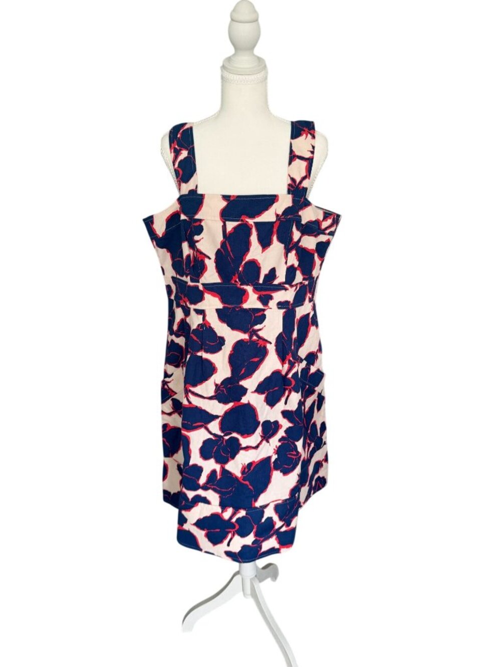 LANDS END Blue Floral A Line Dress Size 16